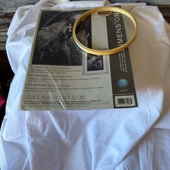 Other - Gold Embroidery Hoop with White Fabric